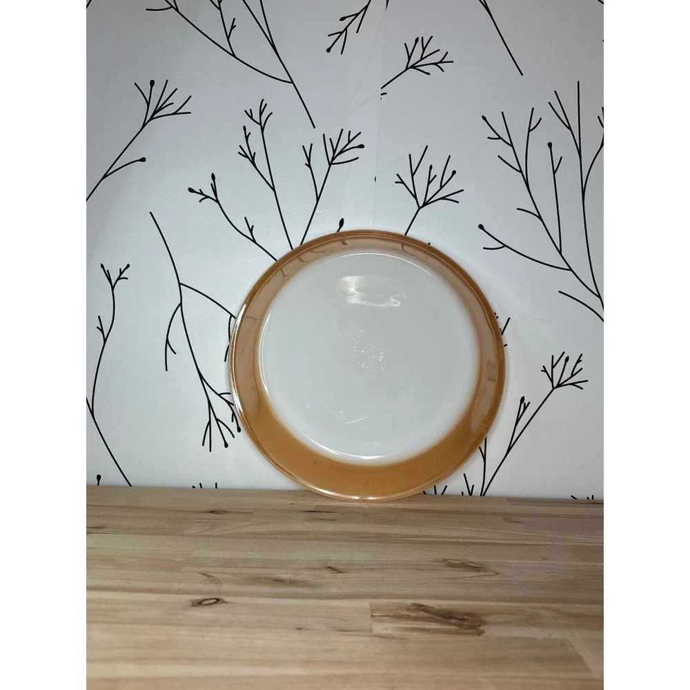 Fire-King Peach Lustre Milk Glass 9 Inch Pie Dish Vintage Ovenware Made in USA